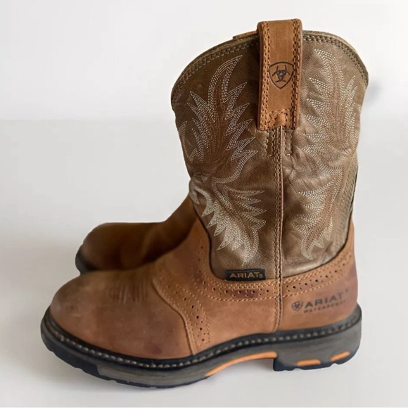 Ariat Men's WorkHog Pull-On Work Boots Brown Size 8D Round Toe - Picture 2 of 6